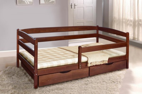 Кровать детская Ева с ящиками и забором 700*1400 (Серия-Мария)