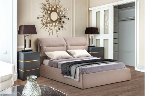 Кровать двухспальная 160*200 Сандра+механизм (бежевая)