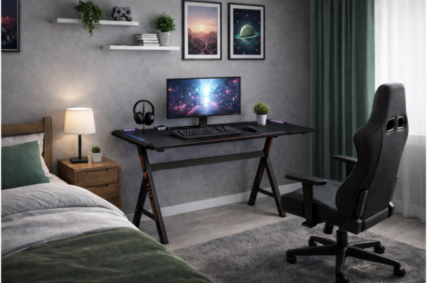 Cтол геймерский Кибертон (черный с led подсветкою)