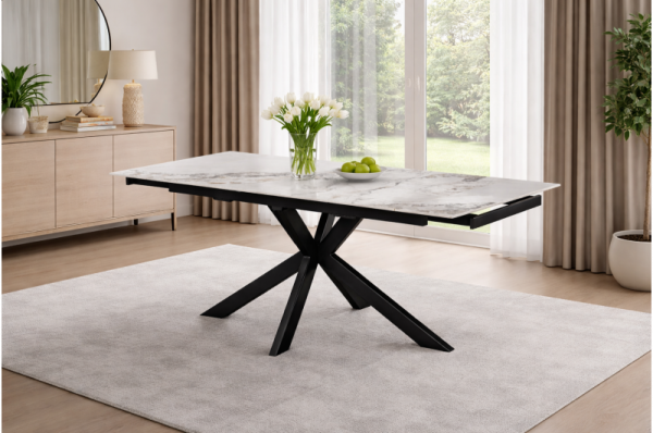 Стол обеденный Квант (черный-керамика нефрит)