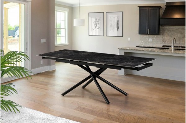 Стол обеденный Мелани (черный-керамика антрацит)