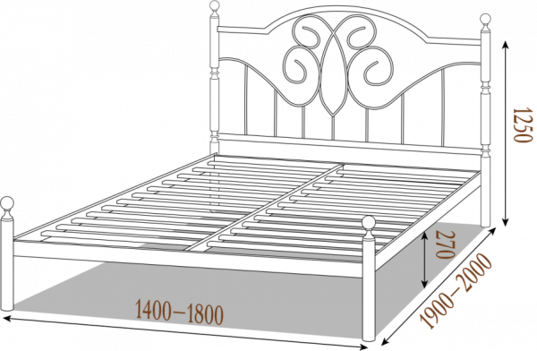 Кровать полуторная металлическая Офелия 140