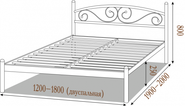 Кровать двухспальная металлическая Вероника 180