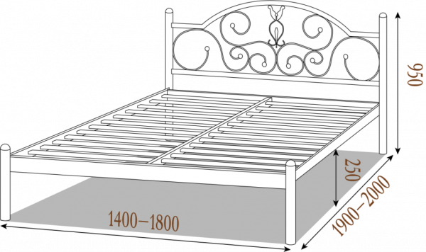 Кровать двухспальная металлическая Анжелика 180