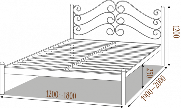 Кровать полуторная металлическая Адель 120