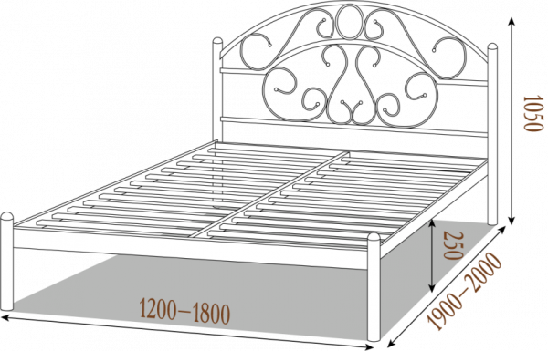 Кровать двухспальная металлическая Скарлет 160
