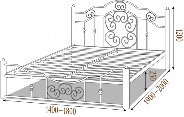 Кровать двухспальная металлическая Кармен 160