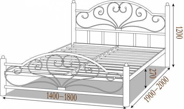 Ліжко двухспальне металеве Джоконда 180 
