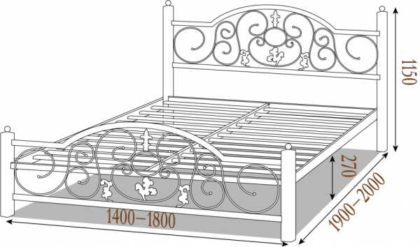 Кровать полуторная металлическая Жозефина 140