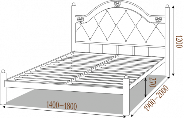 Кровать полуторная металлическая Эсмеральда 140
