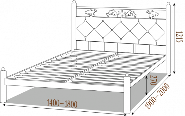 Кровать полуторная металлическая Cтелла 140