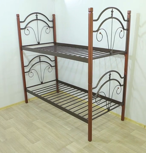 Кровать 2-Ярусная Диана металлическая на  деревянных ногах 80
