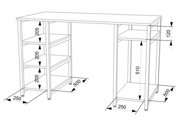 Стол компьютерный Лофт СКЛ-2 (1300)