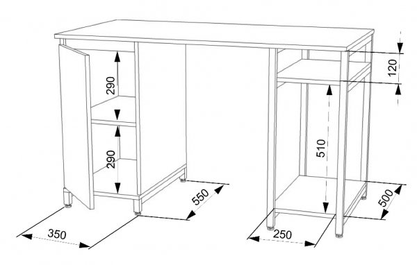Стол компьютерный Лофт СКЛ-3 (1500)