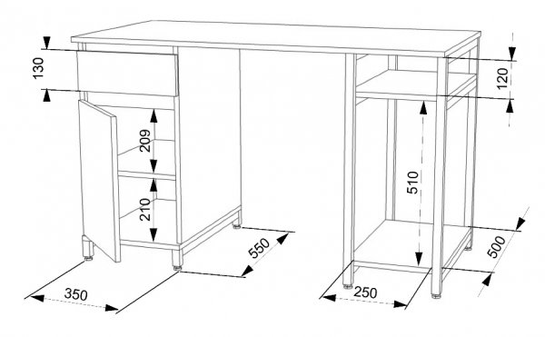 Стол компьютерный Лофт СКЛ-5 (1500)