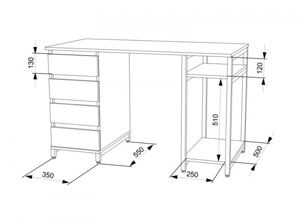 Стол компьютерный Лофт СКЛ-7 (1500)