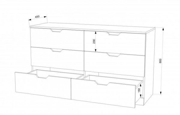 Комод-18 (1400) МДФ