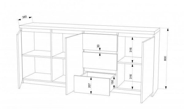 Комод-27 (1900) МДФ