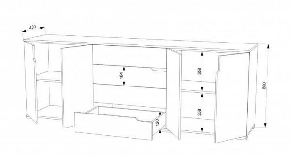 Комод-30 (2600) МДФ 