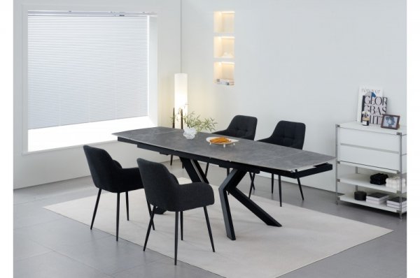 Стіл обідній Топаз (чорний-кераміка сірий)