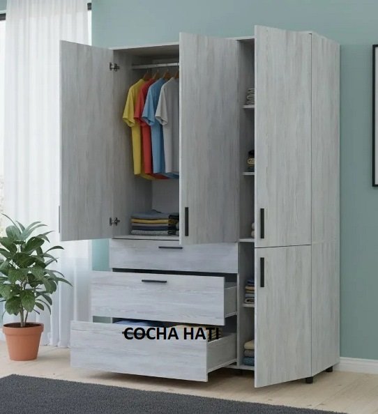 Шкаф для одежды Торн 3ДСП/3Ш (штанга) 135*51,6*200