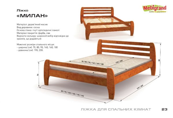 Кровать двухспальная 160 Милан